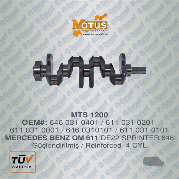 GEN-GM1531-1 Krank Mili (Mercedes Benz Om 646 De22 Sprinter/Vito Euro 3/Euro )Dovme Celik